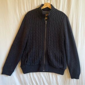Boston Trader’s Vintage Charcoal Zip-Up Sweater w/fleece lining. Heavyweigh sz L